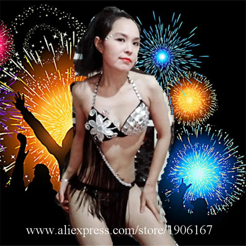 New Bikini Silver Costume Set DSDJ Collar Deductive Performance Sexy Stage Pole Dance Costume05