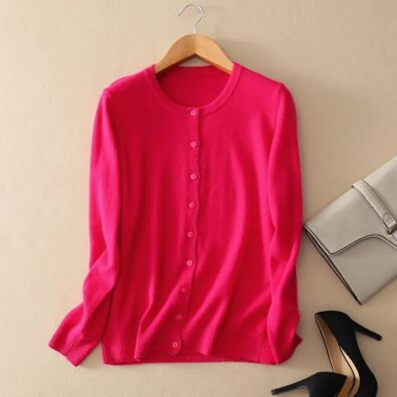2019 women's sweater autumn and winter cashmere sweater O-neck knit cardigan
