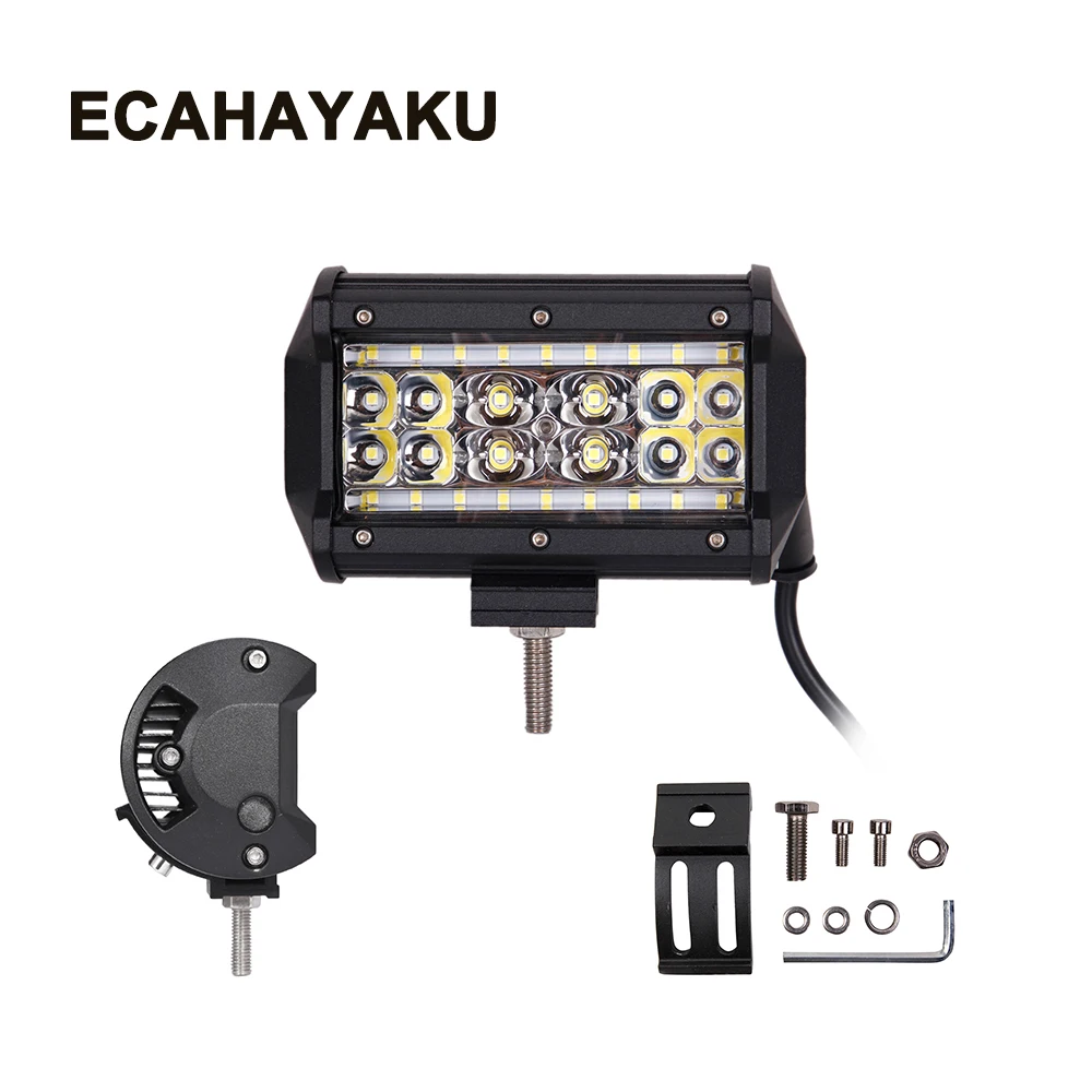 

ECAHAYAKU 2x 5 Inch 90W 6000K Offroad Led Work Light Bar 4D driving Fog Lights for Trucks SUV ATV Jeep 4x4 combo Beam auto 4wd