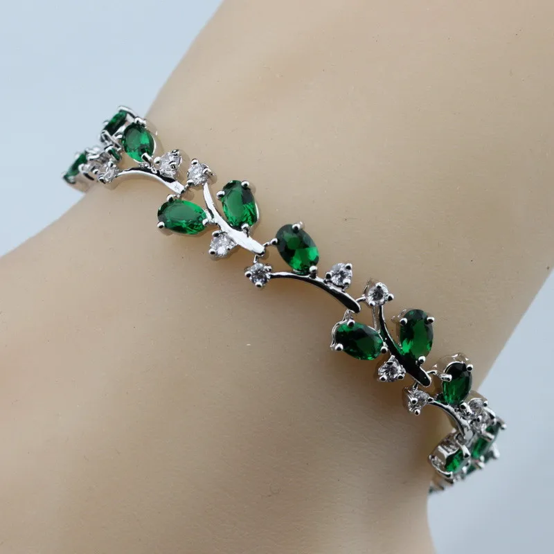 925 пробы Серебряный Зеленый Изумрудный браслет для здоровья модные ювелирные изделия для женщин шкатулка для ювелирных изделий SL139