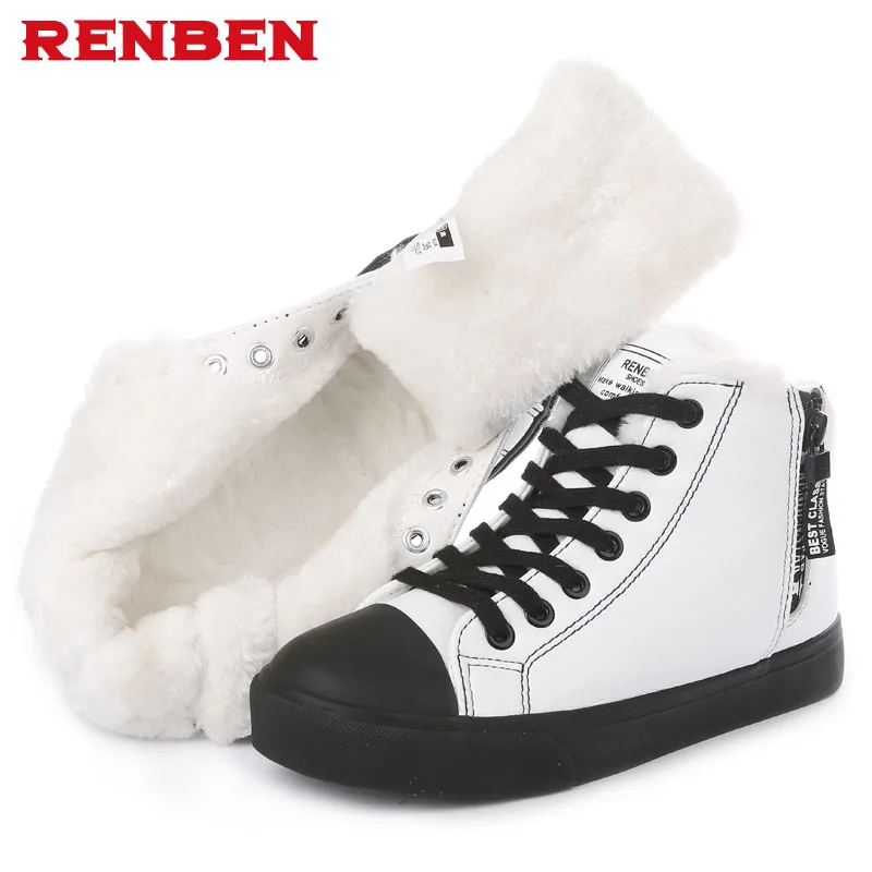

Plus size 35-44 New 2018 Snow Boots platform women winter shoes waterproof ankle boots lace up fur boots white black black white