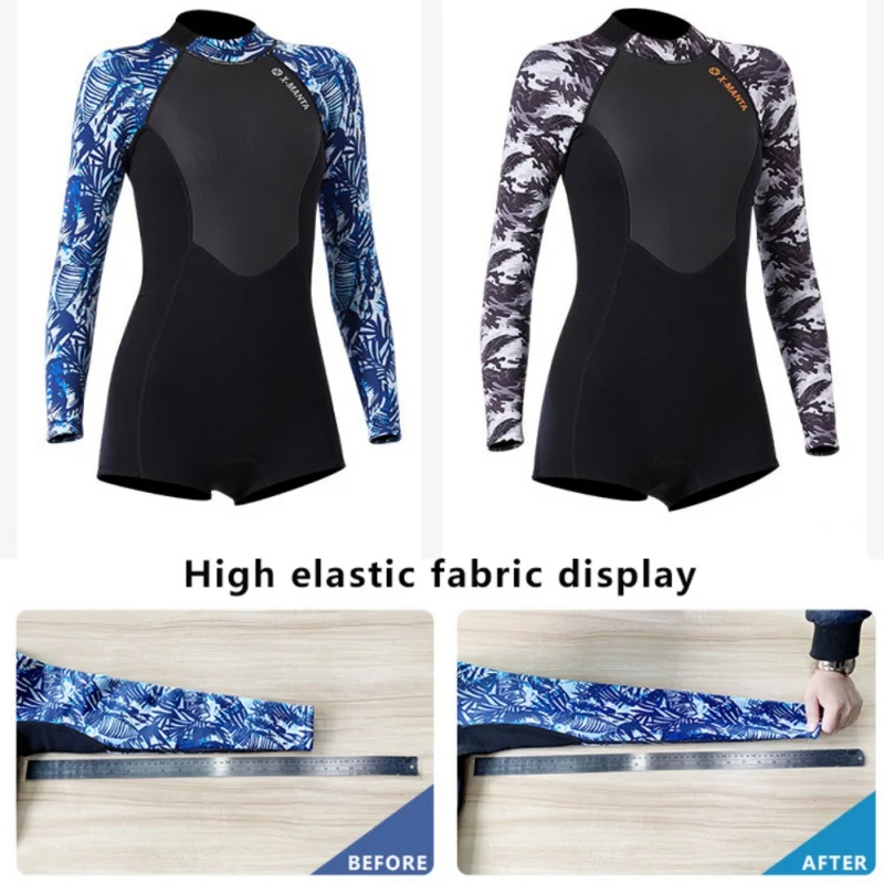 

High Quality Women One Piece Swimwear Swimsuit Surf Rashguard Zip Back Long Sleeve Swimsuit Wetsuit Waterproof Sunscreen