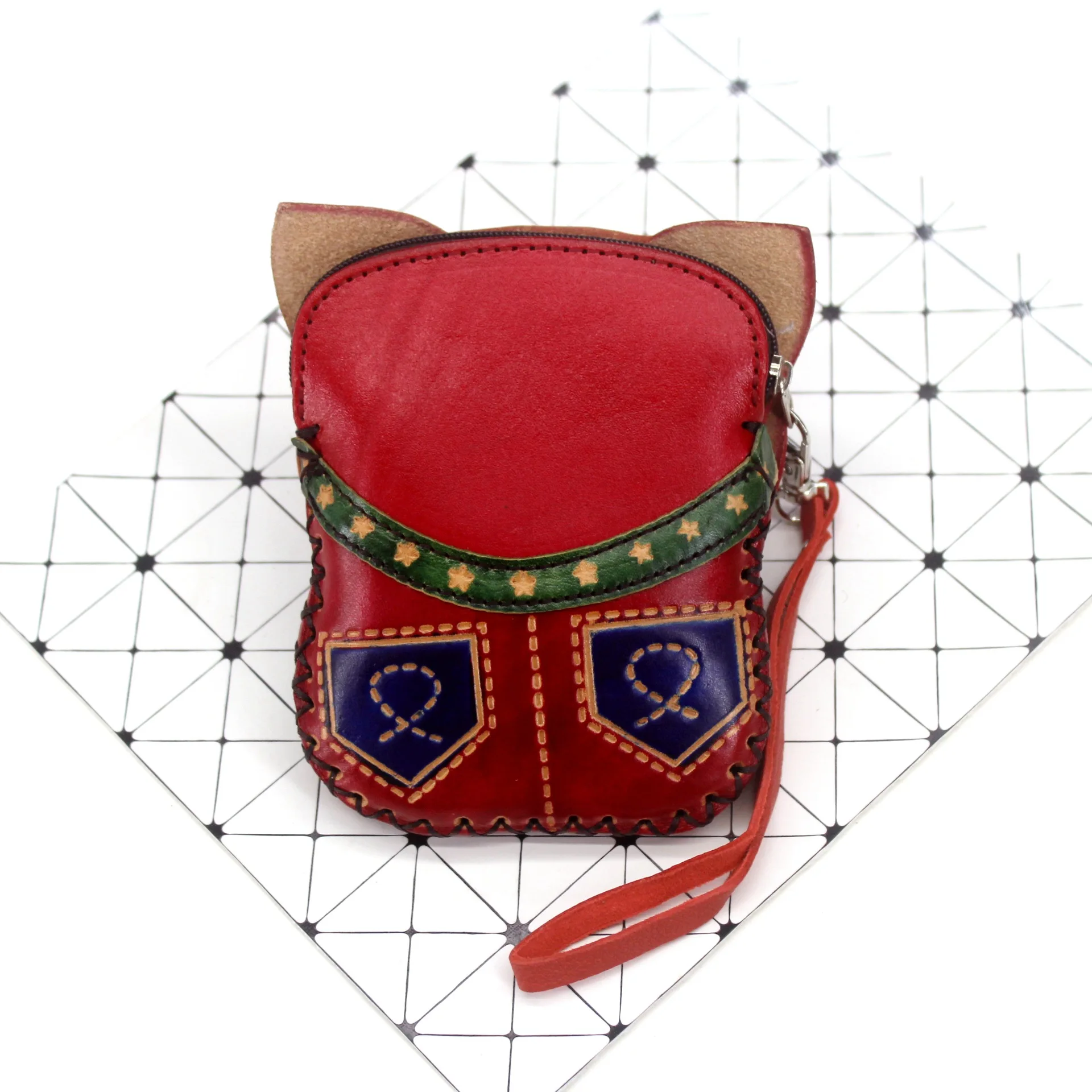 Girl And Animals Genuine Leather Girl Zipper Wallets Clutch Coin Phone For Women