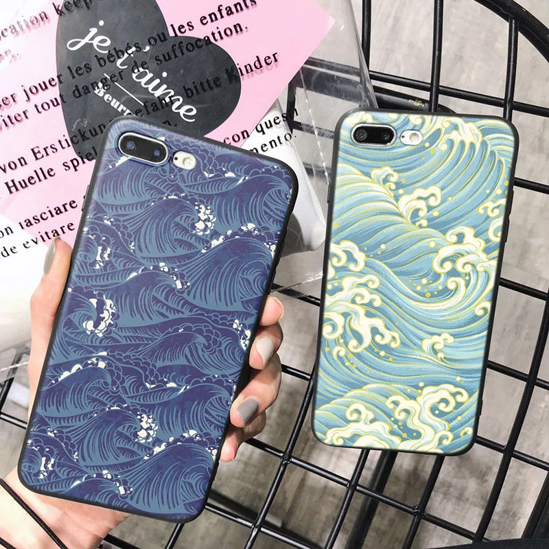 

OUTMIX Sea wave Cover Soft TPU Silicone Coque Funda For iPhone 6plus 6s 6 5 5s SE 7 8 X XS max XR 8plus 7plus Protect shell