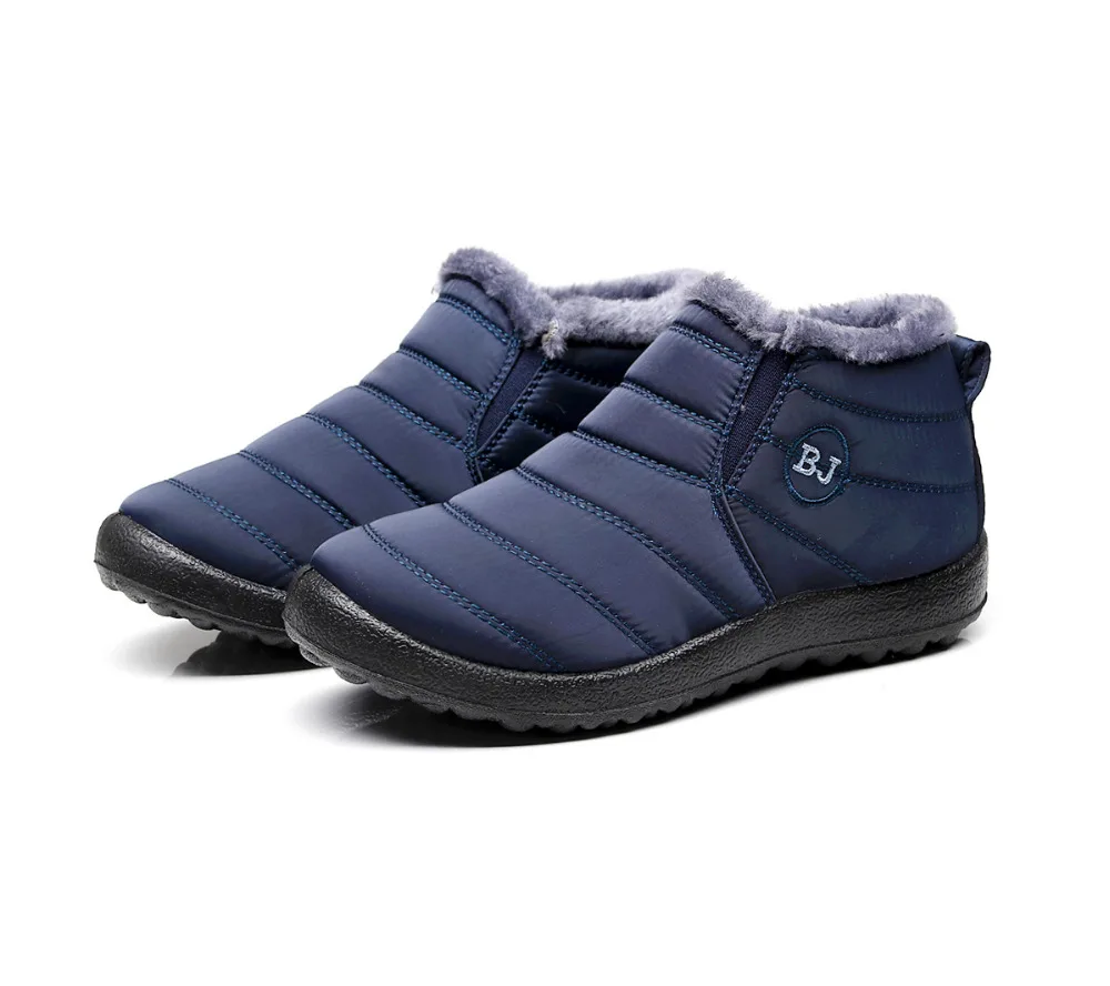 Модная мужская зимняя обувь; однотонные зимние ботинки; теплые водонепроницаемые лыжные ботинки с плюшевой подкладкой на нескользящей подошве; Размеры 35-46