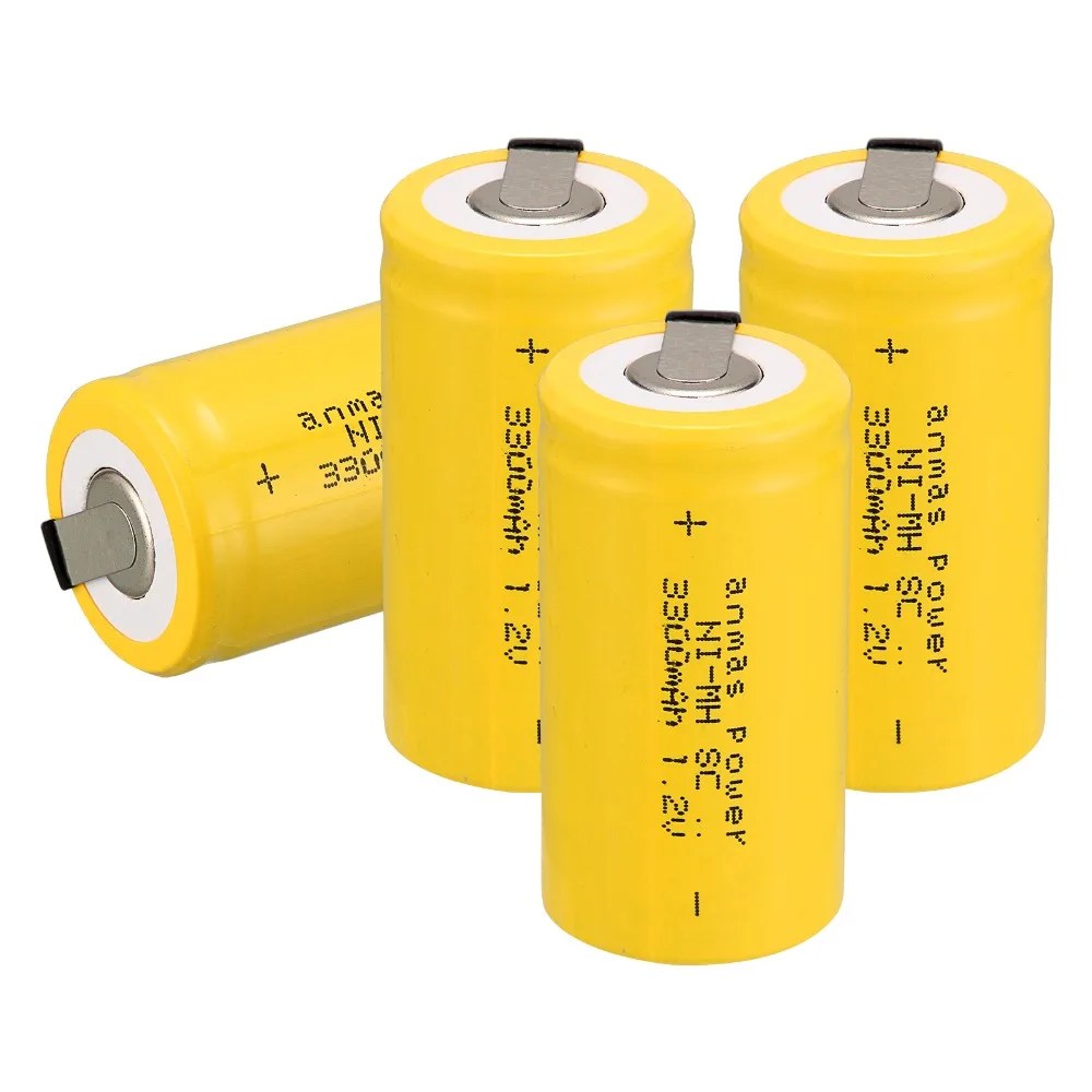 Anmas Power 1-6pcs Yellow Color 1.2V 3300mAh SC NI-MH Rechargeable Battery NI-MH Sub C Rechargeable Battery Cell Anmas Power 1-6pcs Yellow Color 1.2V 3300mAh SC NI-MH Rechargeable Battery NI-MH Sub C Rechargeable Battery Cell