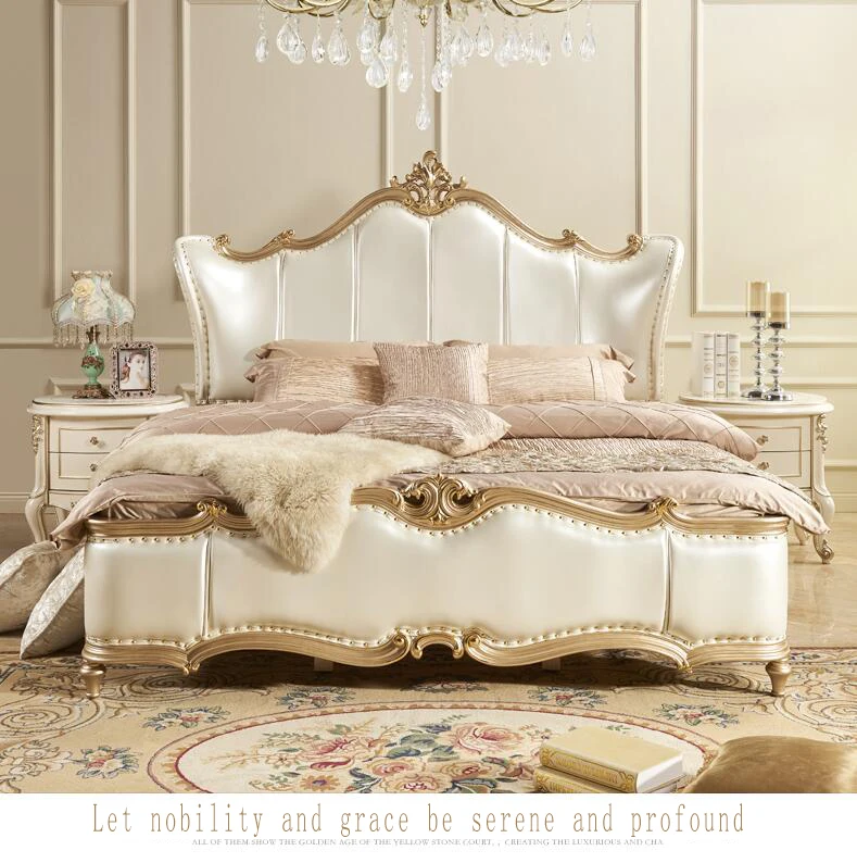 Современная Европейская кровать из массива дерева Мода Резные 1,8 м кровать французская мебель для спальни DN1001