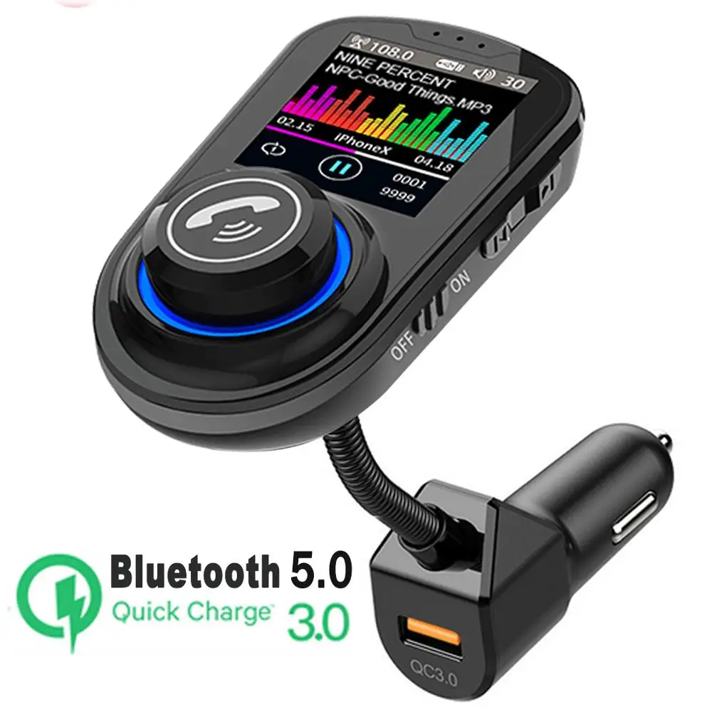 JINSERTA 2021 Car MP3 Music Player Bluetooth 5.0 receiver FM transmitter USB QC3.0 Charger U disk /TF Card lossless Music Player