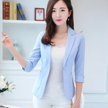 

Spring Autumn Women Slim Blazer Coat 2020 New Fashion Casual Jacket Long Sleeve One Button Suit Ladies Blazers Work Wear L1008