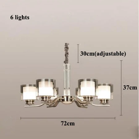 Современные никелевые металлические светодиодные люстры для гостиной, хрустальные светодиодные подвесные люстры, лампы для столовой, подвесные светильники - Цвет абажура: 6 lights