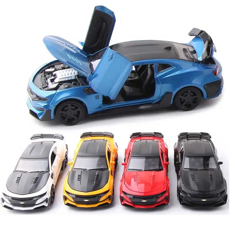 

Boy Camaro Model 1:32 Diecast Metal Car Five Color Pull Back Power Collection Toy Cars with Sound and Light Children Alloy Auto
