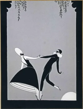 

Modern handmade painting dancing together on oil canvas for living room decor and wallpaper