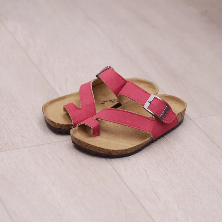 Летняя детская пляжная обувь Kinder Sandalen; спортивные римские сандалии на плоской подошве; обувь с открытым носком; пробковые сандалии - Цвет: 7