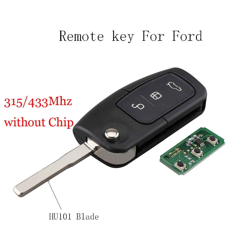 

GORBIN Brand 433/315Mhz 3Buttons Remote Car key For Ford Focus Mondeo C Max S Max Galaxy Fiesta HU101 Blade Without Chip