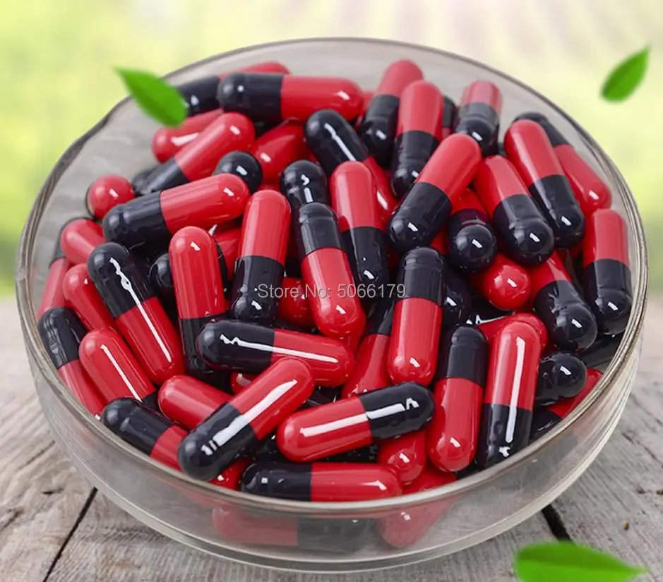 

Size 0 Empty Capsules! Empty Gelatin Red-Black 0# Capsules, Separated Gelatin Hollow Capsules, 500pcs1000pcs