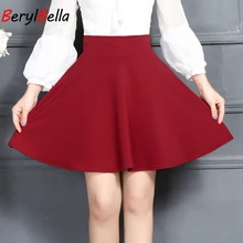 Весенние модные дизайнерские винтажные Плиссированное Платье Яркого цвета с высокой талией форменные женские мини юбки черные, винно-красные юбки летние женские