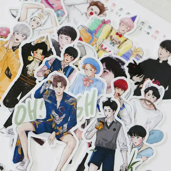 40pcspcs Sang Tạo Dễ Thương Tự Exo Q Phien Bản Xinh Xắn Be Trai Theu So Hinh Dan Trang Tri Dan Thủ Cong Diy Album ảnh Assorted Stickers Aliexpress