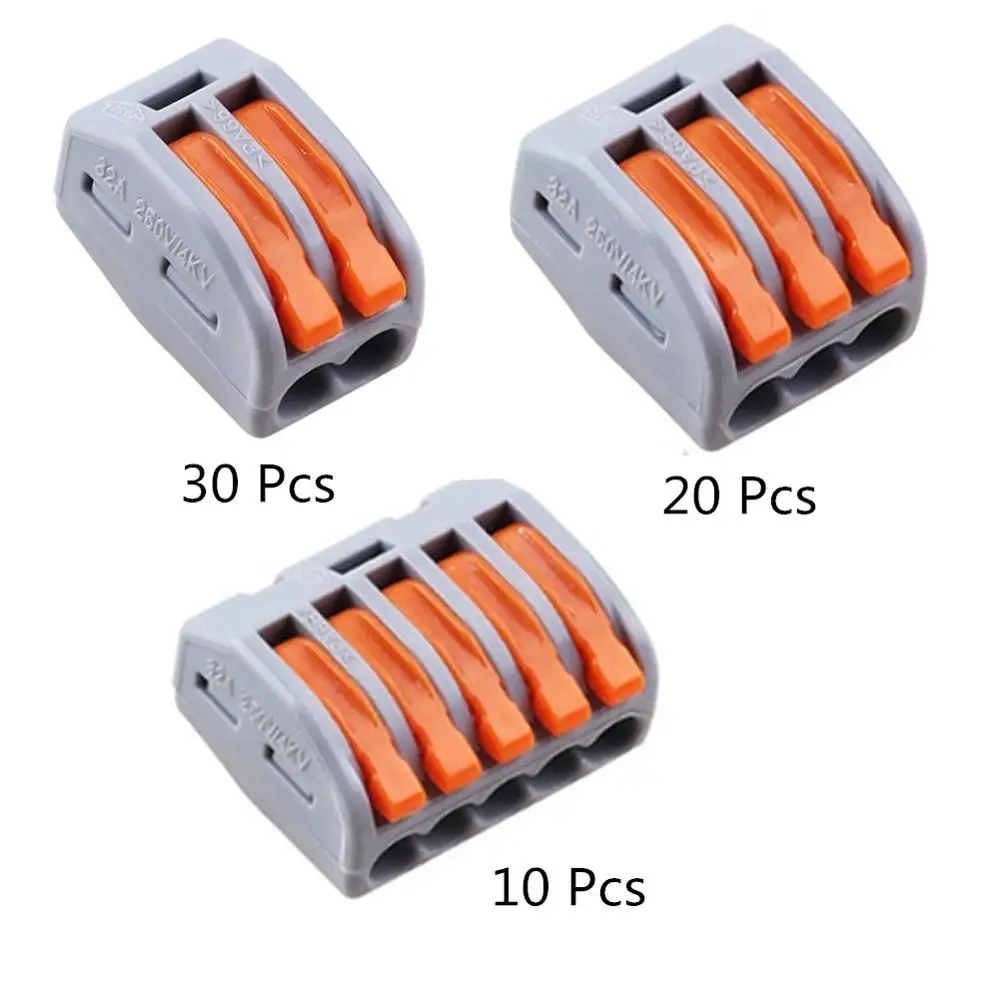 60 шт. рычаг гайка быстрого соединители проводов, универсальный компактный проводной разъем, пуш-ап-в клеммный блок PCT/2/3/5 Путь