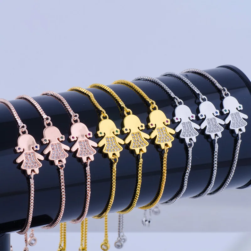 

SONGDA Fashion 9 Style Multicolor CZ Bracelet Micro Pave Zircon Figure Girls Link Women Bracelets&Bangles Fit Young Girls PQ0171
