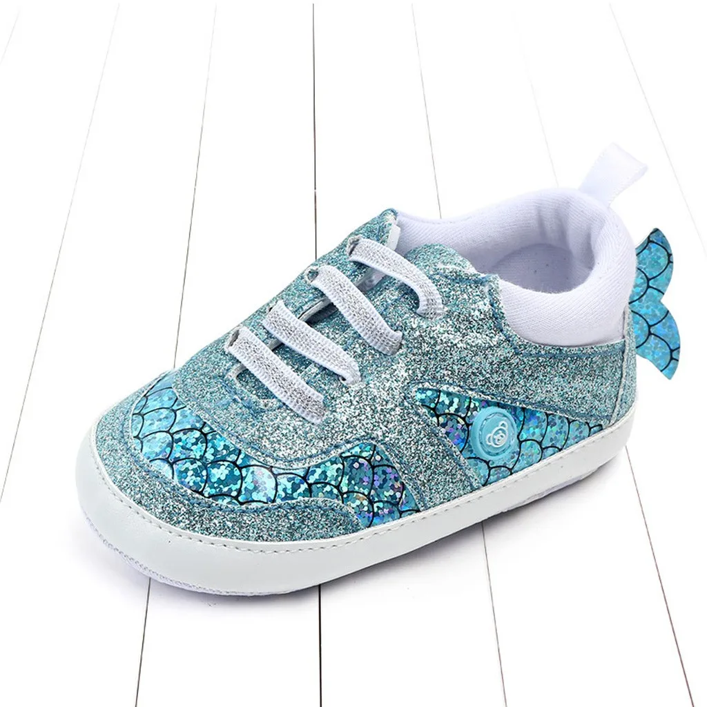 CHAMSGEND новорожденных для маленьких девочек и мальчиков мультфильм Bling блёстки весы рыбий хвост обувь для малышей Mar30