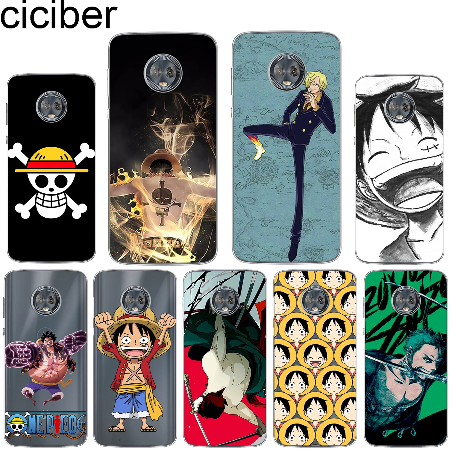 

ciciber For Motorola Moto C Z2 Z3 ONE P30 G4 G5 G5S G6 E3 E4 E5 Play Plus Power M X4 Soft Silicone ONE PIECE Luffy Phone Cases