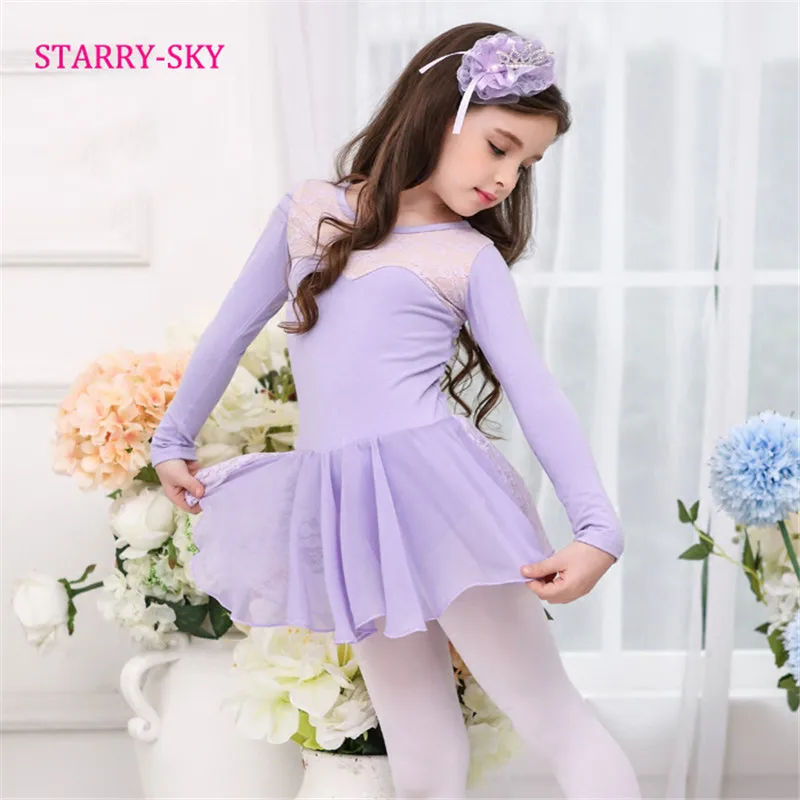 New Autumn Winter Ballet Dress For Girls Long Sleeve Children Ballet Dress Skirt Cotton Dance