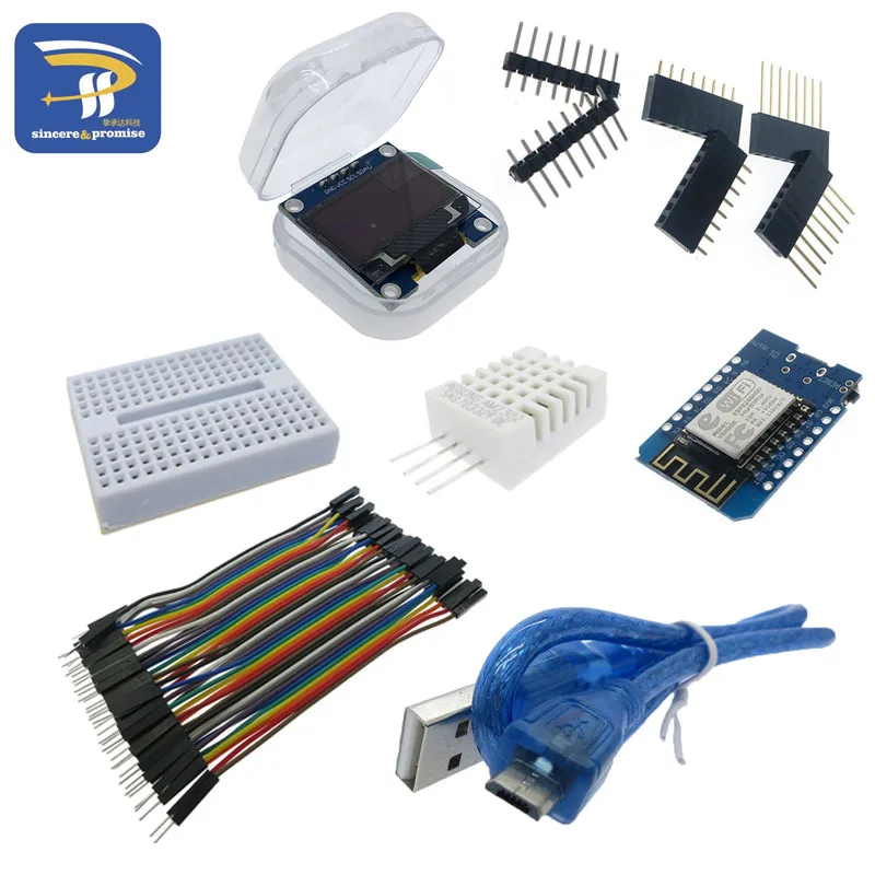 ESP8266 Weather Station DIY Kit IOT Starter Kits for Arduino with 0.96 OLED Display D1 MINI Wireless WIFI Bluetooth Module