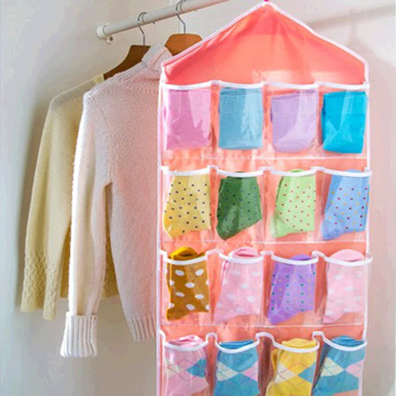 

16 Sole Clear Over Door Hanging Bag Shoe Rack Hanger Storage Organizer Organiser