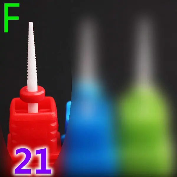 3/32 ''цилиндрический керамический сверло для ногтей вращающийся заусенец фреза для маникюра педикюра Инструменты Электрические аксессуары для сверления ногтей - Цвет: 21(F)