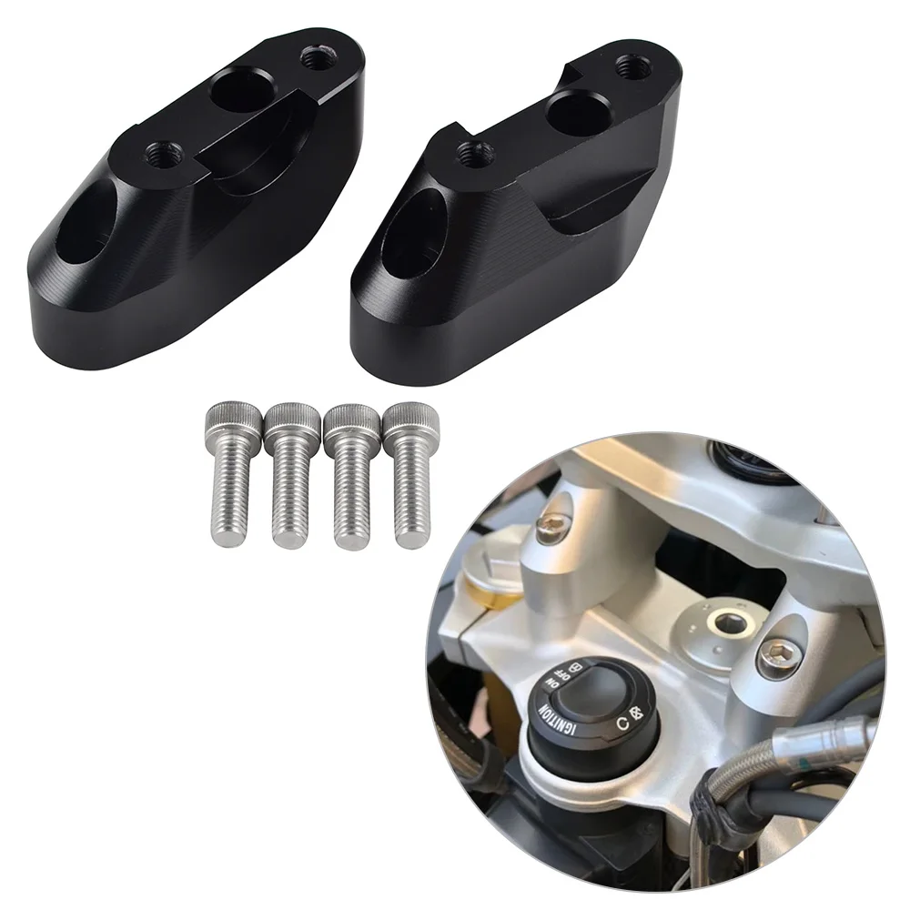 H2CNC Handlebar Risers Clamps Mounts Extend Handle Bar Lifters Adapters 28mm Up 25mm Back For BMW R1200RS R 1200GS K54 2015-2018