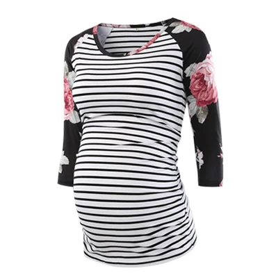 1pcs as pic Упаковка из 3 шт Для женщин Печать Лоскутная Одежда для беременных Топы Футболка Пижама для беременных с рукавами 3/4 лестно Для женщин s Костюмы - Цвет: 1pcs as pic