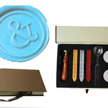 Винтаж фантазии АМПЕРСАНД и индивидуальный логотип свадебные приглашения Воск уплотнительное штамп Щупы для мангала плавления ложка подарочная коробка комплект