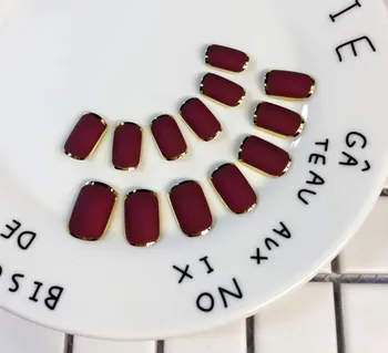 

Red dates Color Press on nails Shimmer French Style Frosted Fake Nails Short Matte Art Tips 24pcs with Glue Sticker