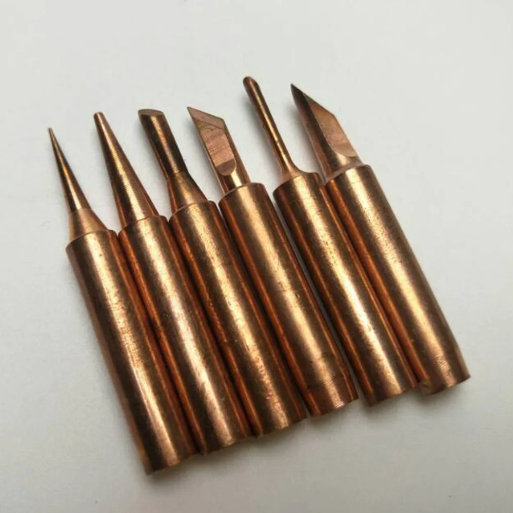 6Pcs Copper Soldering Tips Lead-free Welding Head Rework Station 900M-T Electric Solder Iron Repair Tools Set | Инструменты