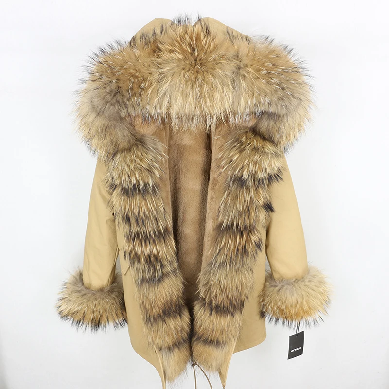 Brand Real Fur Coat Fashion Winter Jacket Women Natural Real Fox Fur Collar Loose Long Parkas Big Fur Outerwear Detachable