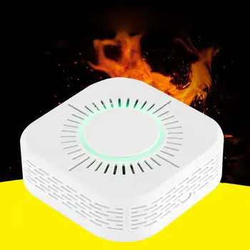 

White Smart Wireless WIFI Smoke Detector Fire Alarm Temperature Sensor for Home Security Remote Control Gadgets