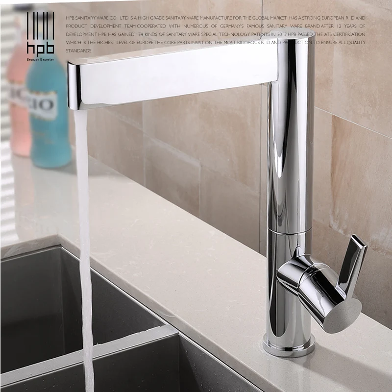 HPB Brass Kitchen Faucets Sink Mixer Tap Single Handle Single Hole Hot And Cold Water Deck Mounted Contemporary Style HP4016 HPB Brass Kitchen Faucets Sink Mixer Tap Single Handle Single Hole Hot And Cold Water Deck Mounted Contemporary Style HP4016
