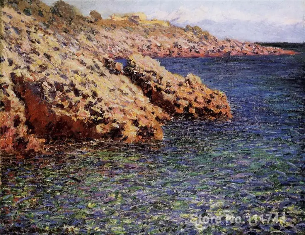 

Handmade Oil Painting Rocks on the Mediterranean Coast by Claude Monet Reproduction decorative art High quality