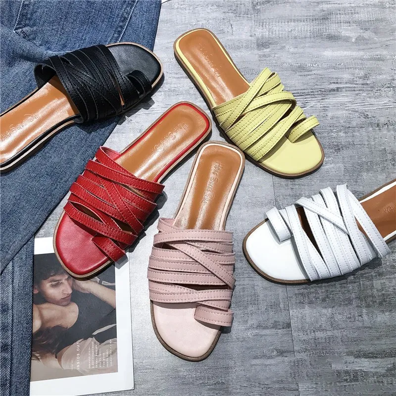 

EOEODOIT Women Summer Slippers Flat Heel Thong Style Beach Sand Shoes Drags Slides Sandals Female 2019 Summer Holiday Sandal