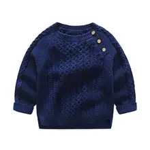 Детский свитер Детские Круглый воротник и пуговицы хлопковый свитер рукав головы