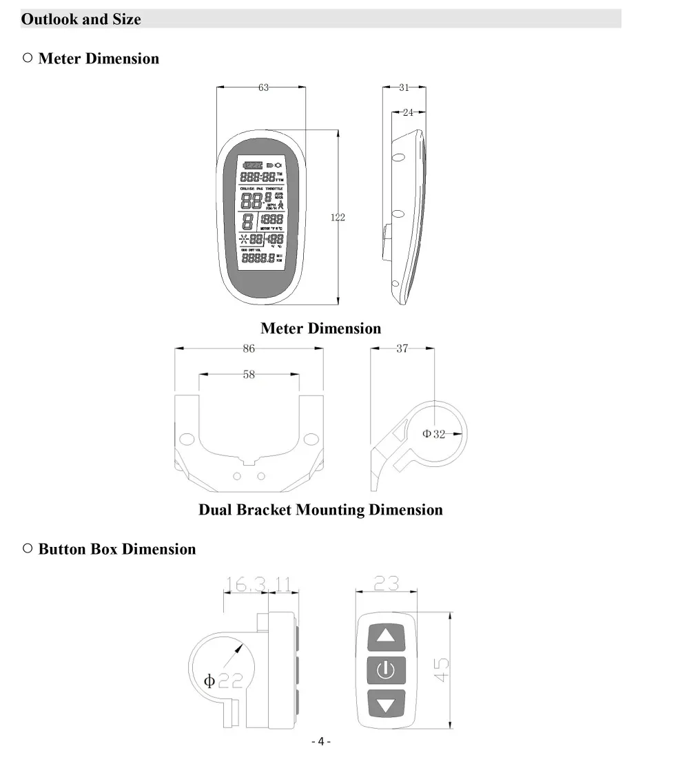 Excellent BOLLFIT KT Kunteng 24V 36V 48V 72V LCD6 Control Panel  Display Electric Bicycle Part  Accessories 9