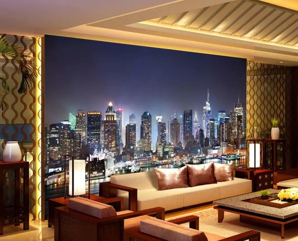 Beibehang 3d papel de paede Нью-Йорк большой настенной обои рулон ночной фон пейзаж ТВ диван кровать бумаги
