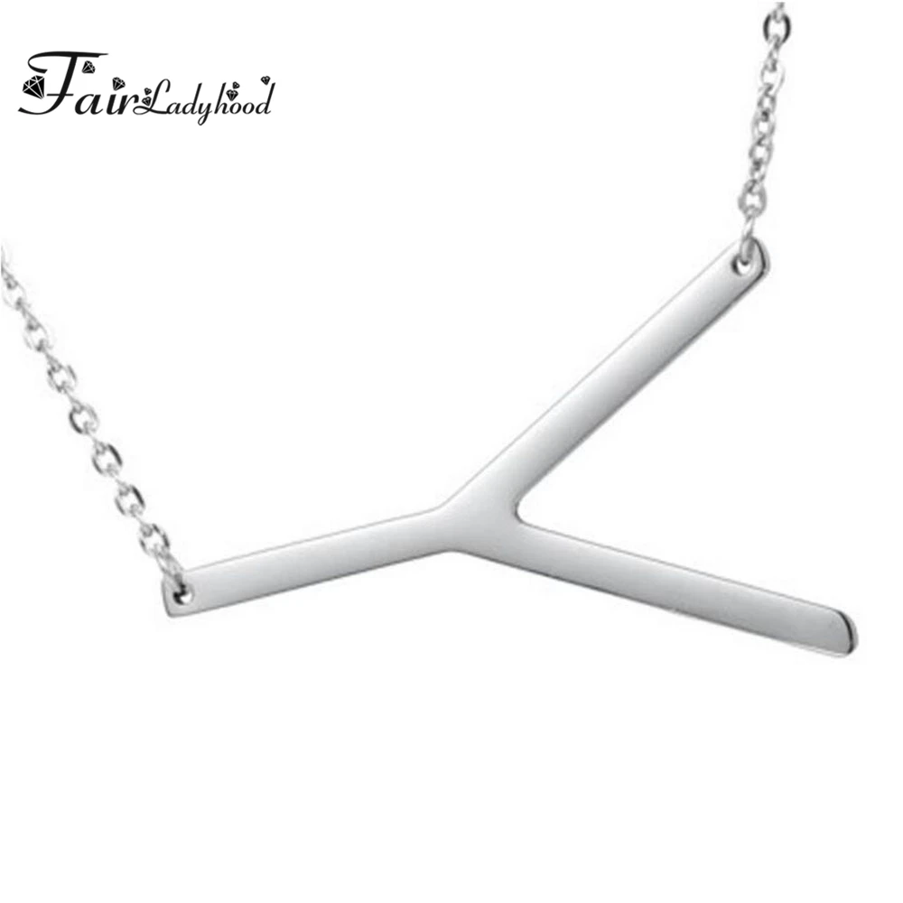 

FairLadyHood Classic A-Z English Letter Pendants Necklace Titanium Stainless Steel Gold Silver Color Name Necklace For Women Men