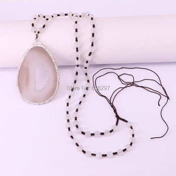 

New Style Natural Geode Stone Pendant , Gem Necklaces Pendants For Women 5pcs/lot