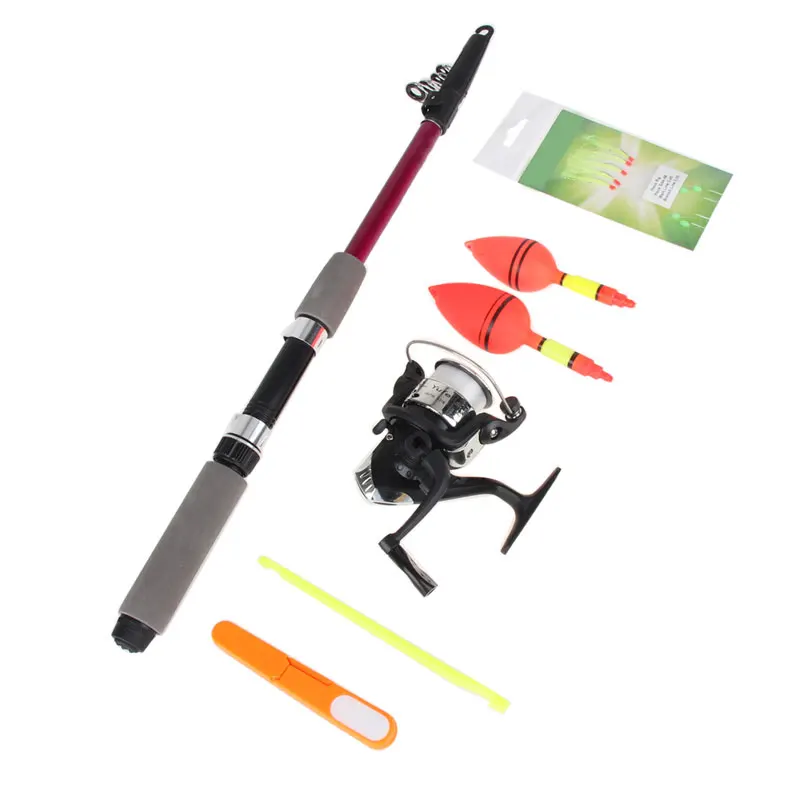 1.8m/1.5m Portable Fishing Rod Combo Mount Fishing Rod Reel Kit Floats Hooks Fish Tackle Neoprene Handle Screw Compelet Starter