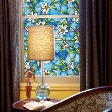 45×100 cm Orquídea Flor de La Magnolia Stained Glass Window Film Decorativo Romántica Decoración Del Hogar y la Protección de la Privacidad