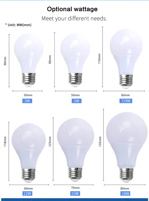 6 unids Lampada lámpara LED E27 Bombillas Bombilla LED 3W 5W 7W 9W 12W 15W  18W frío/blanco cálido AC 220V-240V SMD2835 Foco Ampolla