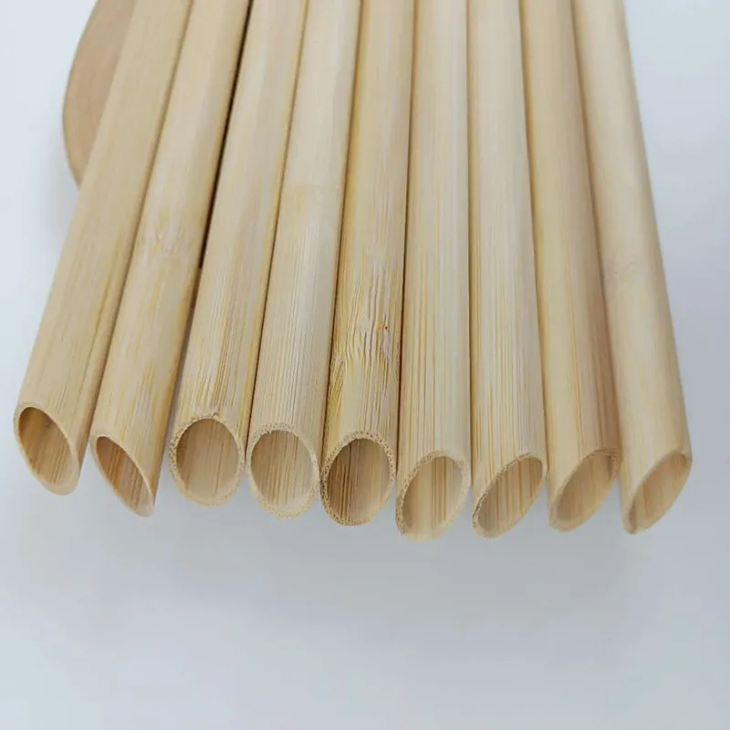 Wholesales 100pcs Eco Friendly Reusable Straw 21.5cm Carbonized Bamboo Smoothie Straws Pointed Coffee Milk Drinking Straw