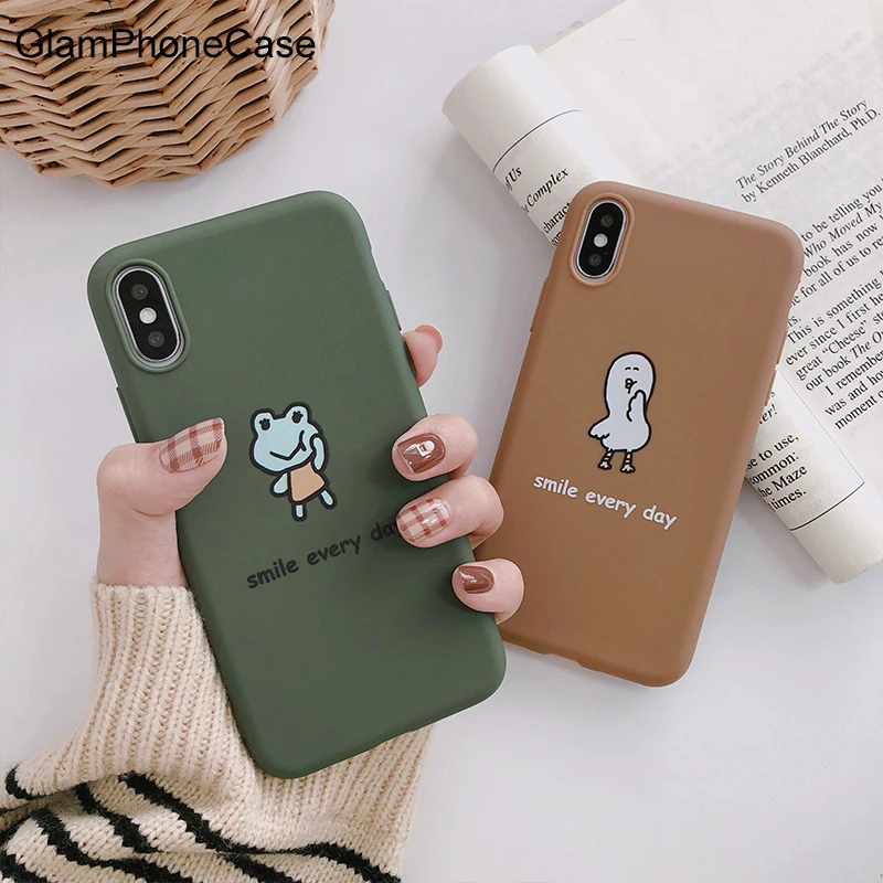 

GlamPhoneCase Cute Cartoon Frog Duck Phone Case For iPhone X XS XR XS Max 7 7plus 8 8plus 6/6S Plus Soft Tpu Couple Cases