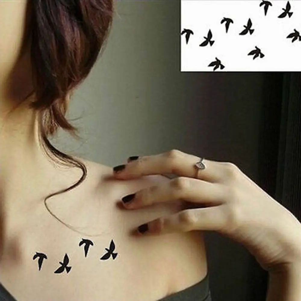 

New Women Sexy Finger Wrist Flash Fake Tattoo Stickers Liberty Small Birds Fly Design Waterproof Temporary Art Sticker